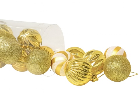 ZŁOTE BOMBKI 24szt. ZESTAW BOMBEK 4cm MIX KSZTAŁTÓW