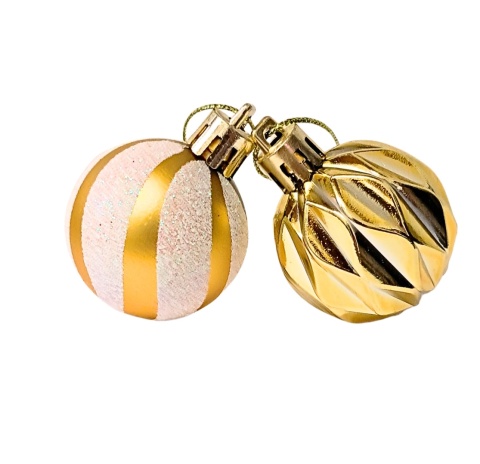 ZŁOTE BOMBKI 24szt. ZESTAW BOMBEK 4cm MIX KSZTAŁTÓW