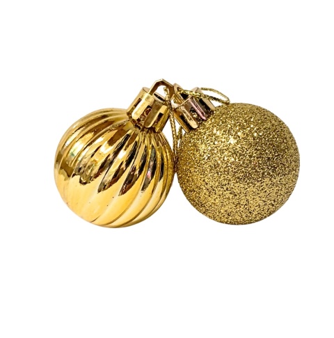 ZŁOTE BOMBKI 24szt. ZESTAW BOMBEK 4cm MIX KSZTAŁTÓW