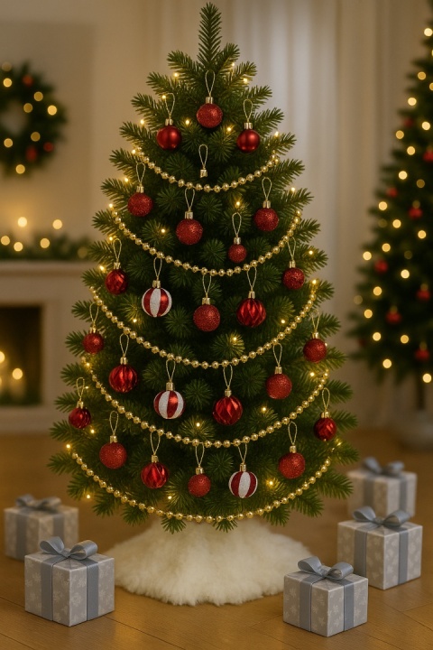 CZERWONE BOMBKI 24szt. ZESTAW BOMBEK 4cm MIX KSZTAŁTÓW