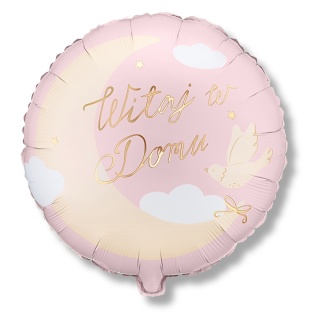 BALON WITAJ W DOMU RÓŻOWY 45cm POWITANIE DZIECKA