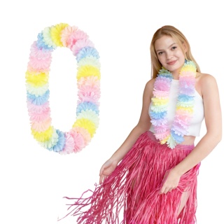 NASZYJNIK HAWAJSKI PASTELOWE KWIATY 1,2m TROPICAL PARTY SUMMER PARTY