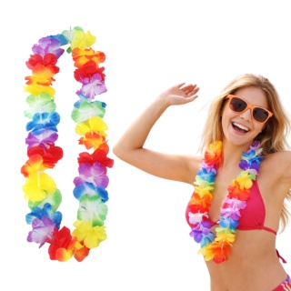 HAWAJSKI NASZYJNIK KOLOROWE KWIATY 0,9m TROPICAL PARTY SUMMER PARTY