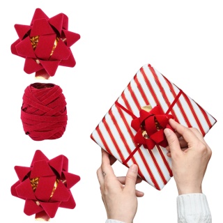 WELUROWA WSTĄŻKA I ROZETKI ZESTAW CZERWONY