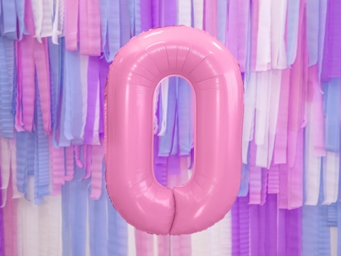 BALON FOLIOWY CYFRA 0 RÓŻOWA DUŻA 86cm URODZINY ROCZNICA