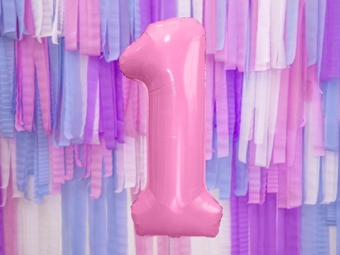 BALON FOLIOWY CYFRA 1 RÓŻOWA DUŻA 86cm URODZINY ROCZNICA
