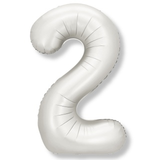 BALON FOLIOWY CYFRA 2 SREBRNA SATYNOWA DUŻA 86cm URODZINY ROCZNICA