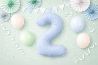 BALON FOLIOWY CYFRA 2 NIEBIESKA MATOWA DUŻA 86cm URODZINY ROCZNICA