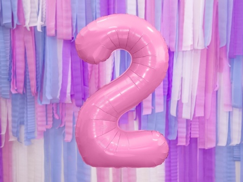 BALON FOLIOWY CYFRA 2 RÓŻOWA DUŻA 86cm URODZINY ROCZNICA