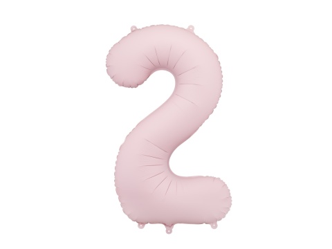 BALON FOLIOWY CYFRA 2 RÓŻOWA JASNA MATOWA DUŻA 86cm URODZINY ROCZNICA