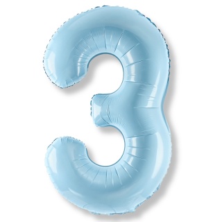 BALON FOLIOWY CYFRA 3 NIEBIESKA DUŻA 86cm URODZINY ROCZNICA