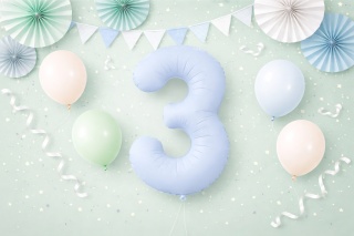 BALON FOLIOWY CYFRA 3 NIEBIESKA MATOWA DUŻA 86cm URODZINY ROCZNICA