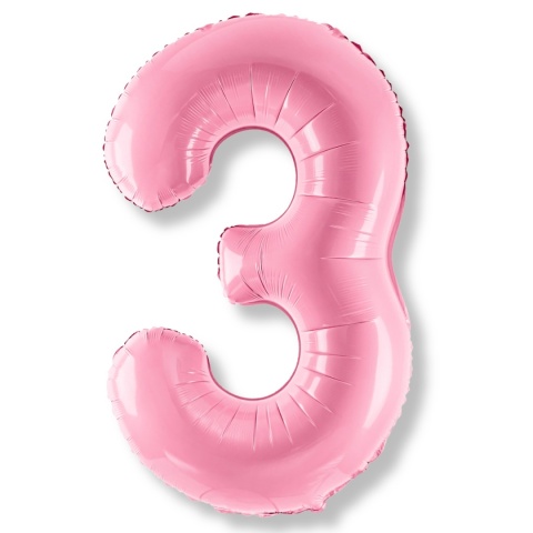 BALON FOLIOWY CYFRA 3 RÓŻOWA DUŻA 86cm URODZINY ROCZNICA