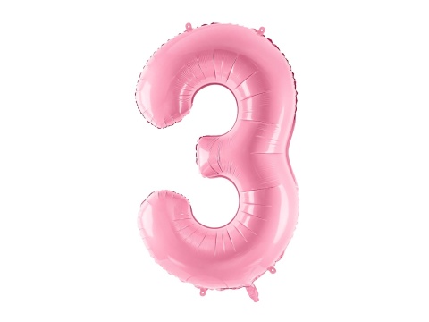 BALON FOLIOWY CYFRA 3 RÓŻOWA DUŻA 86cm URODZINY ROCZNICA
