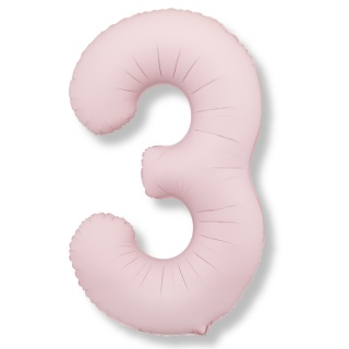BALON FOLIOWY CYFRA 3 RÓŻOWA JASNA MATOWA DUŻA 86cm URODZINY ROCZNICA