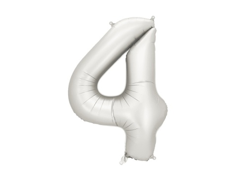 BALON FOLIOWY CYFRA 4 SREBRNA SATYNOWA DUŻA 86cm URODZINY ROCZNICA