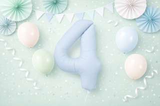 BALON FOLIOWY CYFRA 4 NIEBIESKA MATOWA DUŻA 86cm URODZINY ROCZNICA