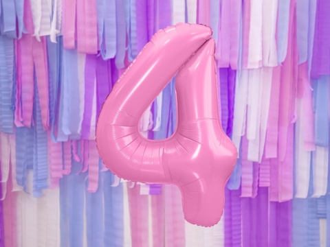 BALON FOLIOWY CYFRA 4 RÓŻOWA DUŻA 86cm URODZINY ROCZNICA