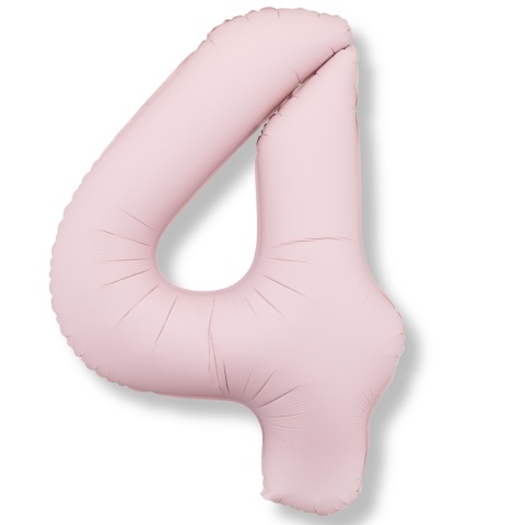 BALON FOLIOWY CYFRA 4 RÓŻOWA JASNA MATOWA DUŻA 86cm URODZINY ROCZNICA