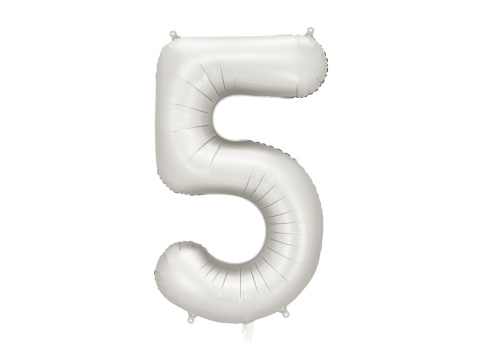BALON FOLIOWY CYFRA 5 SREBRNA SATYNOWA DUŻA 86cm URODZINY ROCZNICA