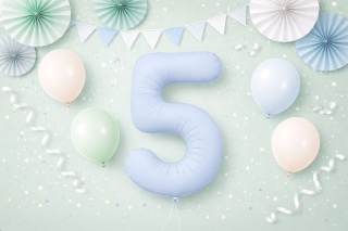 BALON FOLIOWY CYFRA 5 NIEBIESKA MATOWA DUŻA 86cm URODZINY ROCZNICA