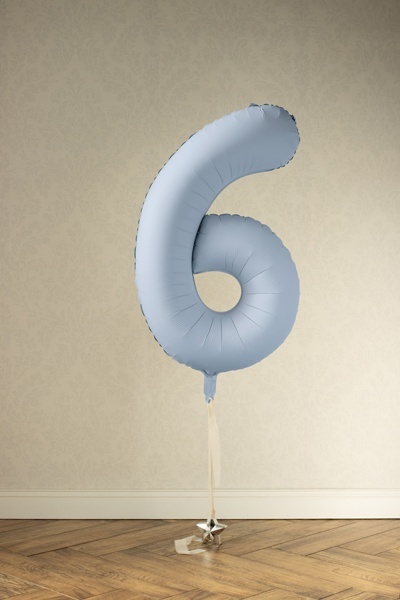BALON FOLIOWY CYFRA 6 NIEBIESKA MATOWA DUŻA 86cm URODZINY ROCZNICA