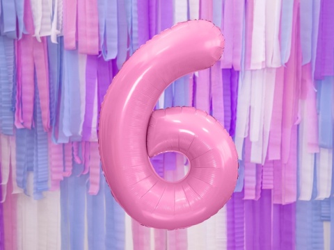 BALON FOLIOWY CYFRA 6 RÓŻOWA DUŻA 86cm URODZINY ROCZNICA