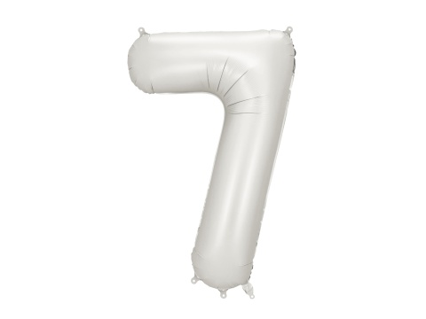 BALON FOLIOWY CYFRA 7 SREBRNA SATYNOWA DUŻA 86cm URODZINY ROCZNICA