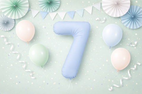 BALON FOLIOWY CYFRA 7 NIEBIESKA MATOWA DUŻA 86cm URODZINY ROCZNICA