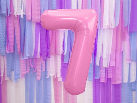 BALON FOLIOWY CYFRA 7 RÓŻOWA DUŻA 86cm URODZINY ROCZNICA