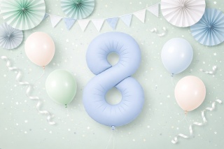 BALON FOLIOWY CYFRA 8 NIEBIESKA MATOWA DUŻA 86cm URODZINY ROCZNICA