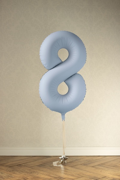 BALON FOLIOWY CYFRA 8 NIEBIESKA MATOWA DUŻA 86cm URODZINY ROCZNICA
