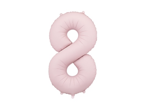 BALON FOLIOWY CYFRA 8 RÓŻOWA JASNA MATOWA DUŻA 86cm URODZINY ROCZNICA