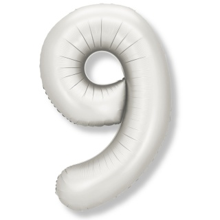 BALON FOLIOWY CYFRA 9 SREBRNA SATYNOWA DUŻA 86cm URODZINY ROCZNICA