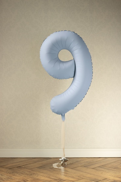 BALON FOLIOWY CYFRA 9 NIEBIESKA MATOWA DUŻA 86cm URODZINY ROCZNICA