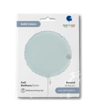BALON FOLIOWY PASTYLKA PASTEL BLUE SATIN 46cm BALON OKRĄGŁY NIEBIESKI SATYNOWY