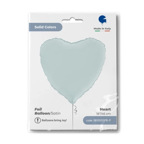BALON FOLIOWY SERCE PASTEL BLUE SATIN 46cm BALON SERCE BŁĘKITNE SATYNOWE