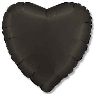 BALON FOLIOWY SERCE FUME BLACK SATYNA 46cm BALON SERCE CZARNE SATYNOWE