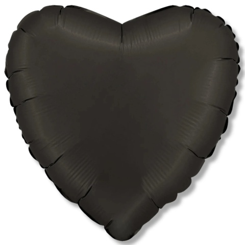 BALON FOLIOWY SERCE FUME BLACK SATYNA 46cm BALON SERCE CZARNE SATYNOWE