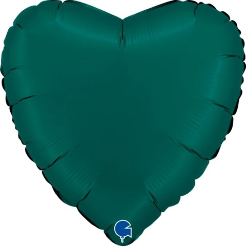 BALON FOLIOWY SERCE EMERALD GREEN SATIN 46cm BALON SERCE ZIELONE SATYNOWE