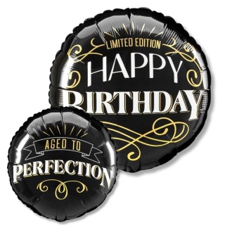 BALON HAPPY BIRTHDAY DWUSTRONNY 45cm BALON URODZINOWY CZARNY