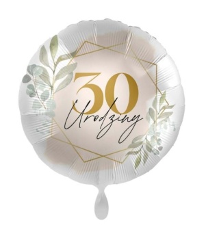BALON FOLIOWY NA 30 URODZINY 43cm ELEGANCKI BALON NA 30