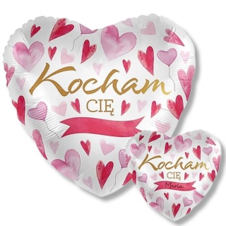 BALON SERCE KOCHAM CIĘ Z PERSONALIZACJĄ 43cm BALON NA WALENTYKI BALON Z IMIENIEM