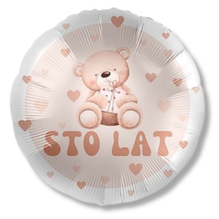 BALON FOLIOWY STO LAT Z MISIEM 43cm BALON NA ROCZEK