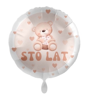 BALON FOLIOWY STO LAT Z MISIEM 43cm BALON NA ROCZEK