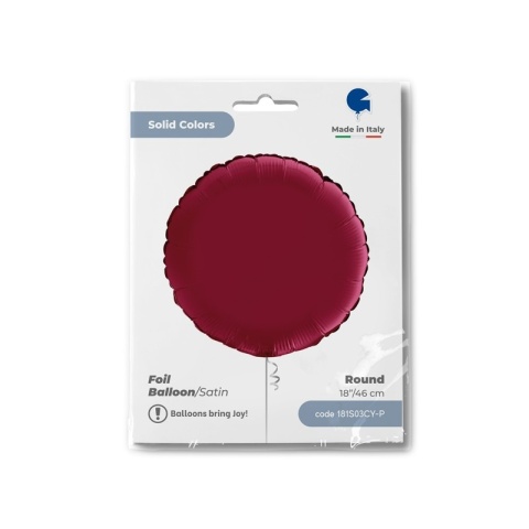 BALON FOLIOWY PASTYLKA CHERRY SATIN 46cm BALON OKRĄGŁY WIŚNIOWY SATYNOWY