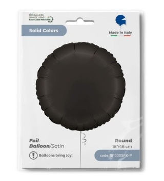 BALON FOLIOWY PASTYLKA FUME BLACK SATIN 46cm BALON OKRĄGŁY CZARNY SATYNOWY