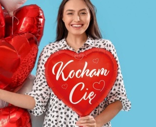 BALON FOLIOWY CZERWONE SERCE KOCHAM CIĘ 45cm BALON NA WALENTYNKI