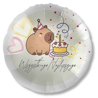 BALON FOLIOWY URODZINOWY Z KAPIBARĄ 43cm BALON WSZYSTKIEGO NAJLEPSZEGO