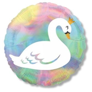 BALON HOLOGRAFICZNY Z ŁABĘDZIEM 45cm BALON HOLO SWAN